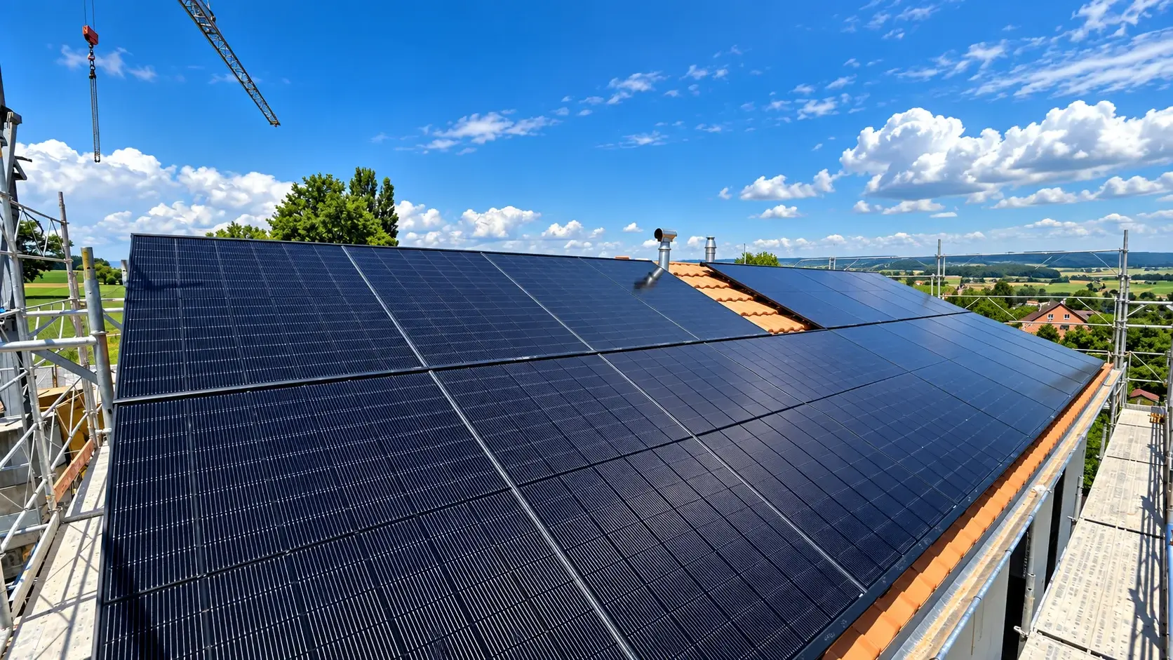 Centrale photovoltaïque pour toiture plate commerciale et industrielle à Bulle avec structure lestée